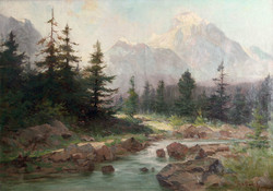 Jan grotkovsky (1902-1961) high-Tatra 70x100cm tarpatak | Tatra Tar-Patak landscape Tarpatak waterfall