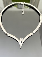 Beautiful, silver necklace-necklace, embellished with zirconia stones
