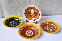 Hand-painted folk ceramic decorative plate 4 pieces 22.8 x 4.3 cm gram
