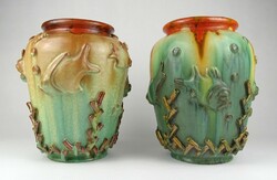 1F488 old marked hops ceramic vase pair 23 cm