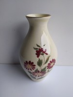 Zsolnay: burgundy flower vase, nicely painted, flawless, marked, 13 cm