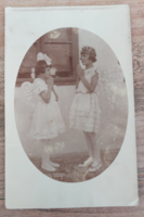 Régi vintage  Imádkozó  " angyalok" -  fekete-fehér fotó képeslap