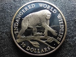 Cook Islands Chimpanzee .925 Silver $ 50 1990 pm pp (id62238)