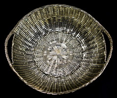 Decorative silver-plated woven metal serving basket - bread basket