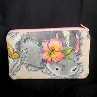 Nyuszi mintás bélelt textil neszeszer, piperetáska, tok