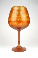 1C490 Jelzett narancssárga olasz MURANOI üveg kehely üveg pohár 22 cm