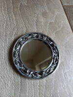 Csodás antik ón pipere tükör (7,1 cm)