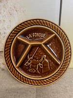 Sarreguemines Francia Majolika Festett - Mázas  Fondue Tányér A45