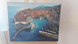(K) seaside town print on canvas 54x42 cm