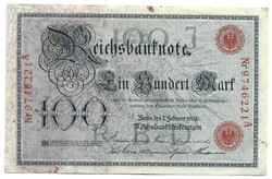 100 Mark 1908 red serial number Germany 2.