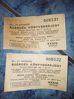 RITKASÁG! 2 db ajándék könyvsorsjegy 1965.