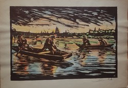 Andruskó Károly (vajdasági művész) : Halászok csónakban