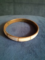 Copper bracelet with mother-of-pearl inlay