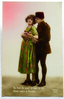 Antique greeting romantic colored photo postcard courtship