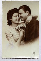 Old romantic tinted photo postcard courtship