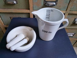 Pharmacy mortar and Zsolnay measuring cup