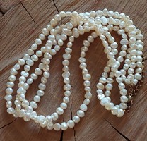 Gyönyörű 3 soros valódi tenyésztett gyöngy nyaklánc
