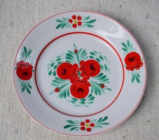 Hollóháza hand-painted folk porcelain plate, decorative plate 24 x 3 cm
