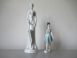 Két hollóházi porcelán szobor (41 cm és 24 cm)