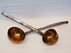 2 pcs. Antique copper ladle with iron handle