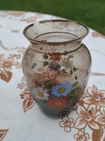 Antik, kézzel festett üveg váza  eladó!