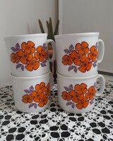Zsolnay retró stilizált narancsvirág motívumos bögrék