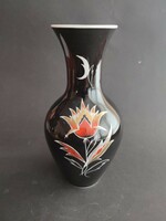 Unterweissbach retro virágos fekete piros porcelán váza - EP