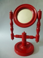 Antik borotválkozó tükör,ritka piros színben