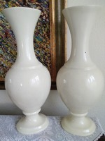 Turn-of-the-century fischer cream-colored faience vases with intaglio markings and mold numbers!
