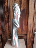 Female nude, ceramic sculpture, with chrome painting
