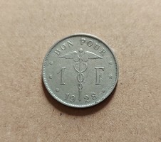 Belgium 1 Franc, Frank 1928