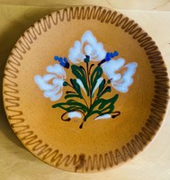 Matók folk marked ceramic wall plate wall plate beautiful glazed hand painted flower pattern