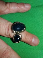 Retro double navy blue ring with jewelry as shown