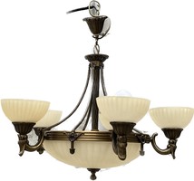 8 Incandescent ceiling chandelier - marked, gentleman's lamp