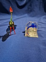 Glass figurines dolphin with mirror and peacock