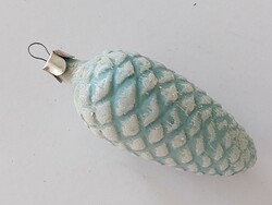 Old glass Christmas tree decoration blue cone snowy glass decoration