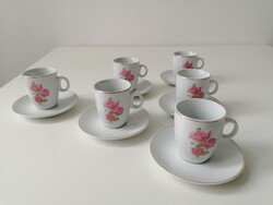 Six-piece porcelain coffee set with a rose pattern
