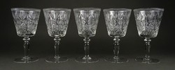 1M567 antique crystal stemmed champagne glasses 5 pieces 14.5 Cm