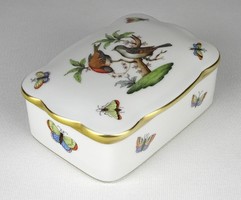 1M501 large Herend porcelain bonbonier with bird Rothschild pattern
