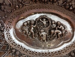 Antik ezüst kínáló kosár angyalokkal