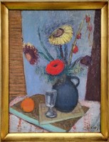 Szilvásy Margit (1898 - 1977) Csendélet Könyvvel c. Képcsarnokos festménye Eredeti Garanciával!