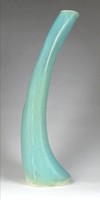 1H811 Régi nagyméretű zöld porcelán váza szálváza 33.5 cm