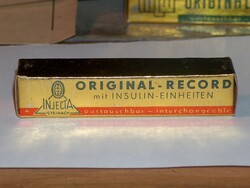 Régi üveg-fém fecskendő, 2 ml, insulinos, nem volt használva,  original record