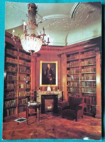 The library of the Helikon Castle Museum in Keszthely, postal clean postcard, 1988