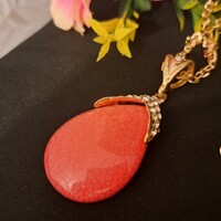Zircon stone pendant with chain 7 cm