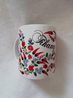 Hand-painted, Kalocsa pattern, Tihany commemorative cup