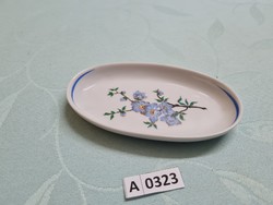 A0323 Hollóházi virágos gyűrűtartó tálka 13x7 cm