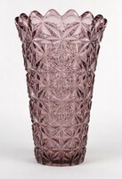 1N157 Mid century mályva színű üveg váza 20 cm