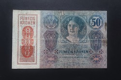 50 Korona 1914, d.Ö. Reverse stamp, vg+