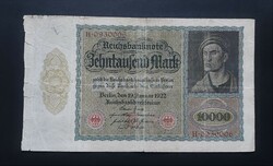 Németország 10.000 Márka 1922, nagy méret, VG+